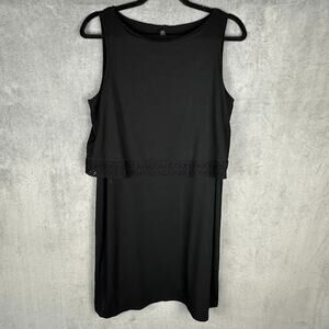 J Jill Dress Womens Medium Petite Black Sleeveless Tiered Stretch Preppy Neutral